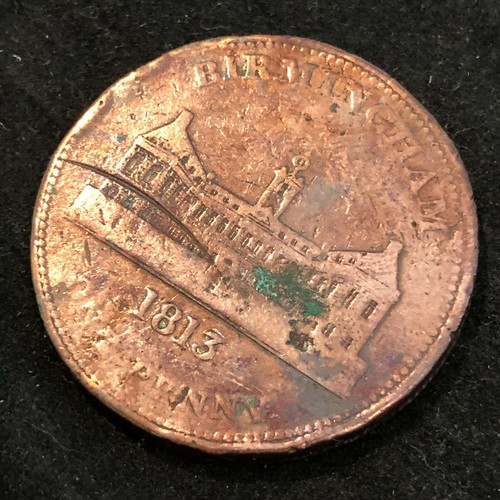 1813 GREAT BRITAIN UK WORESTERSHIRE BIRMINGHAM CONDER TOKEN 3 PENCE COIN #19K - Bild 1 von 6