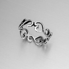 Sterling Silver Sideway Hearts Ring, Silver Rings, Love Ring, Heart Ring