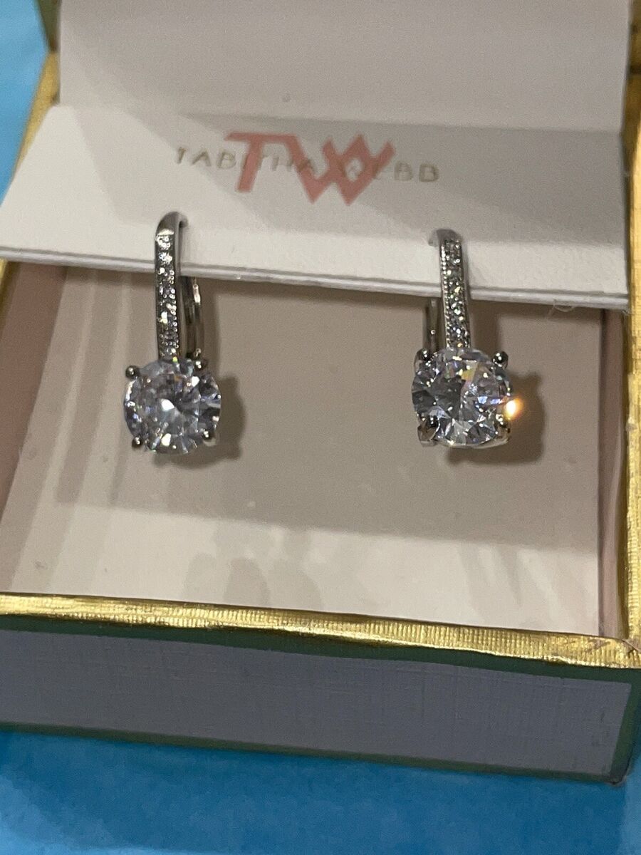 ☆TATIANA☆ Silver 925 Glint Box Earrings EC3150 Tabitha Webb .925 Sterling Silver Gold Tone Cubic Zirconia