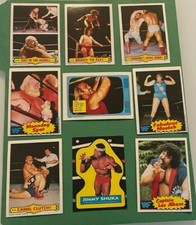 1985 Topps WWF lot 9 w/ Hogan, Andre,Moolah,Albano,Ventura Snuka Sticker-NM/MT 