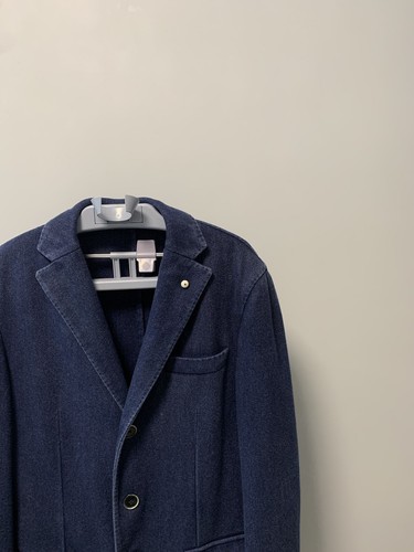 L.B.M 1911 Mens Wool/Cashmere Patch Pockets Navy Blue Overcoat Size 48 - Picture 3 of 11