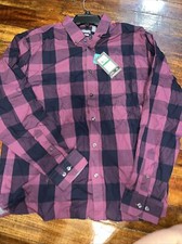 Van Heusen Men  s Long Sleeve Button Down Shirt Size Large Purple/ Black