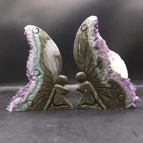 Natural Uruguay Amethyst Crystal Cluster Healing Butterfly Fairy Decoration 6'' - Picture 3 of 12