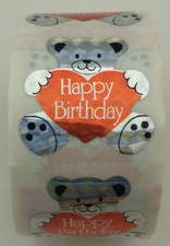 100 Birthday Bear Stickers in roll of 100 modules, Each Sticker 2.00", RPZ8912