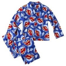 Superman Logo 2 PC Long Sleeve Coat Pajama Set Boy Size 6