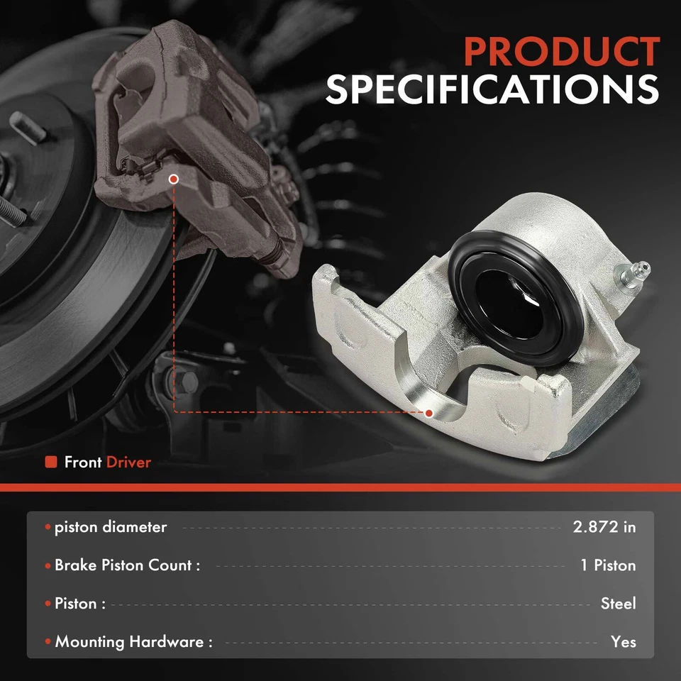 Pinza de freno delantera izquierda con 1 pistón para Ford F-150 F-250 Bronco 1980-1985 F-100 Foto 2 de 4