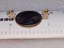 14K YELLOW GOLD W/12-1.75MM CZ'S FLOWER SHAPED STUD EARRINGS, 5 MM, .5 GRAMS