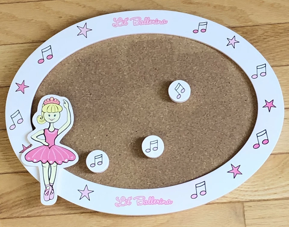 Ballerina Cork Board Back to School Memo Note Girls Wall Decor Music Dance Wood - Image 3 of 4