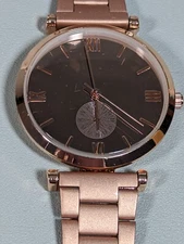 Charming Charlie Rose Gold Tone Dial Round Case Brushed Style Stainless Watch