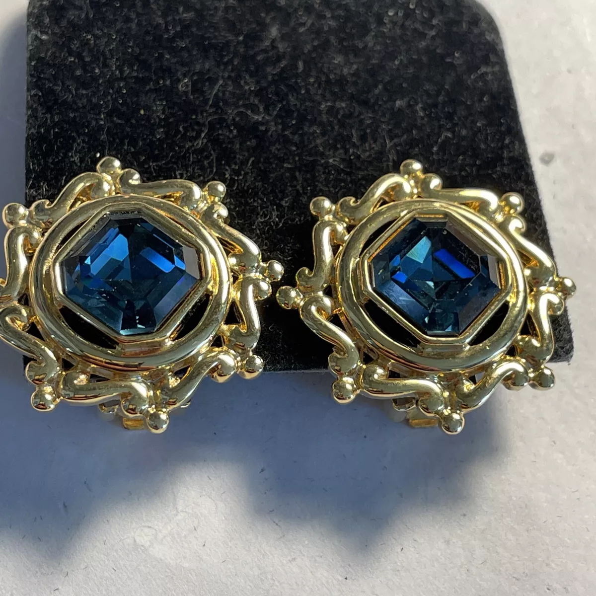 Blue topaz clip on earrings sale