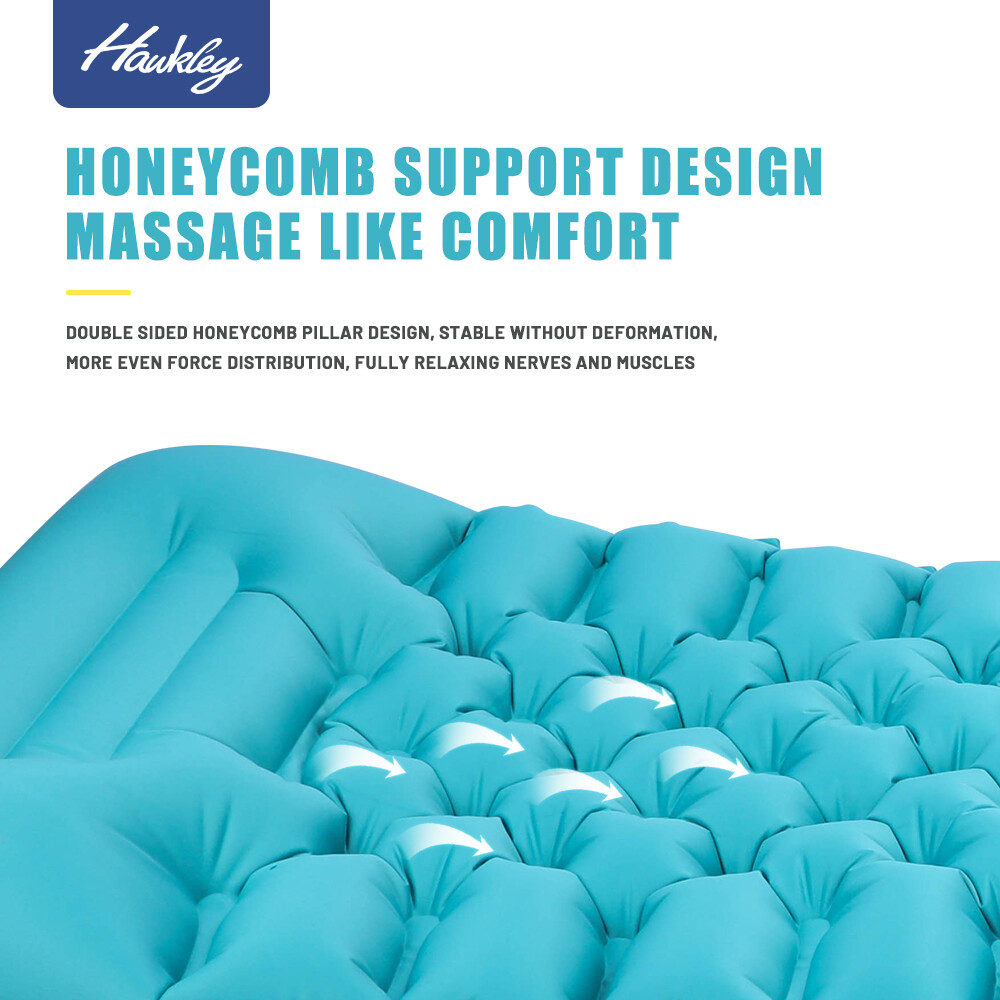 Blue Self-Inflating Sleeping Pad - Durable Sleep Mat for Camping w/Storage Bag