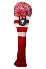 Tour 9 Fairway Metal Wood Red  White Golf Headcover Knit Pom Pom Head Cover