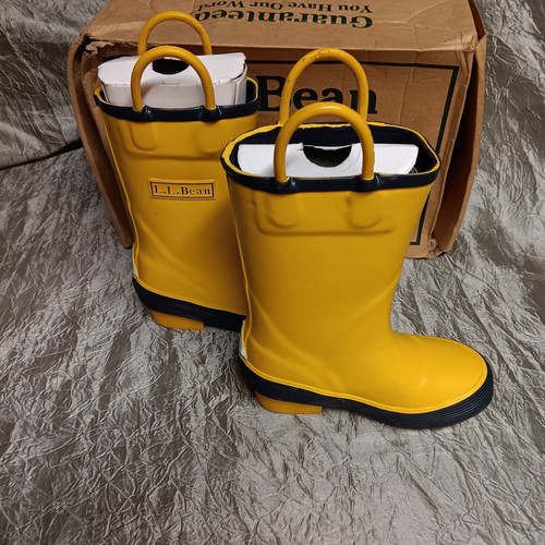 kids L.L.Bean Puddle Stompers Rain Boots Yellow Size 7 toddlers wellingtons - Picture 4 of 8