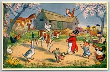 Molly Brett Fantasy~Farmyard Circus~Dressed Pig Ringmaster~Cat High Wire~Medici