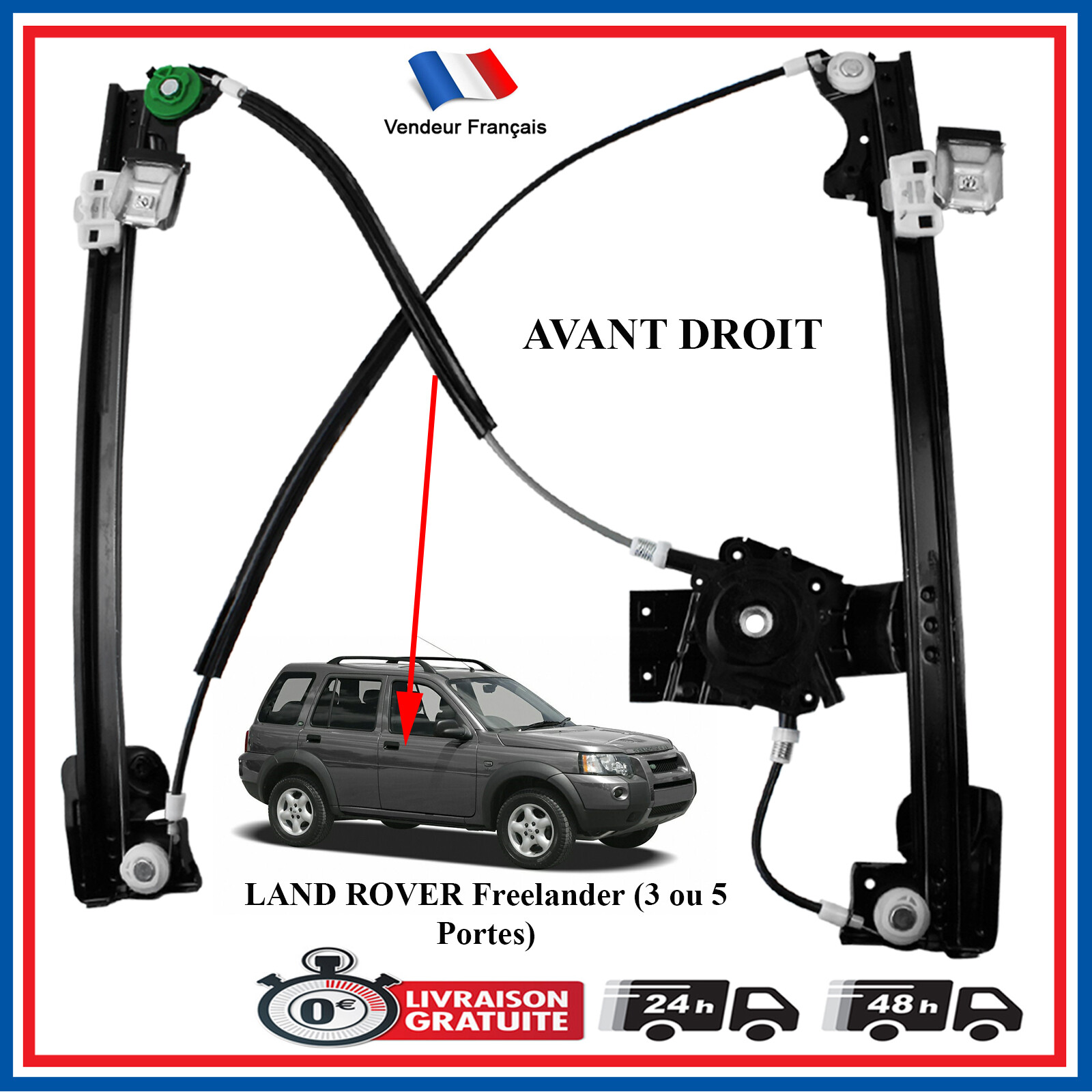 Mechanismus Fensterheber Vorne Rechts Freelander 98-06 CUH000020 CUH000023-image