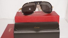 CARTIER Sunglasses Gold Aviator Black Grey CT0241S 001 57 17 140