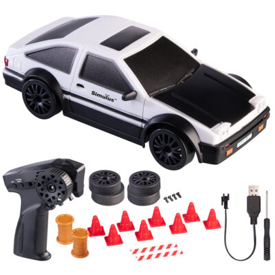 Simulus Ferngesteuerter Drift-Sportwagen mit LED-Licht, Akku, 1:24, silber