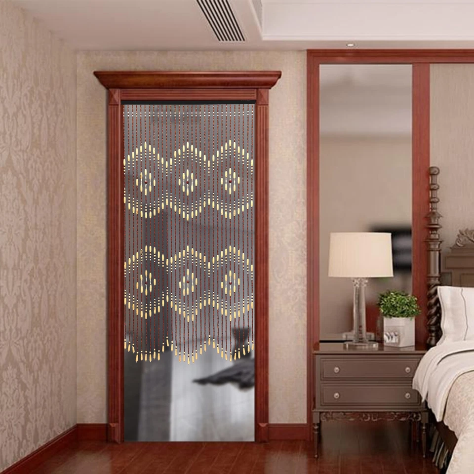 Wooden Bead Curtain for Door and Window Privacy - Handcrafted Zigzag Design - Image 2 of 4