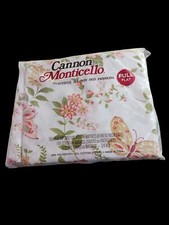 NEW Vtg Cannon Monticello SUMMER DAY Full Flat Sheet Pink Floral Butterfly Retro