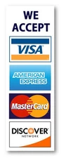 8-Pack Credit card sign, Visa MasterCard Amex Discover sticker decal. (2.75 X 8)