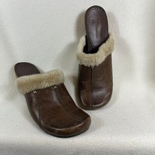 Naturalizer Women  s Brown Clogs Leather Faux Fur US 9.5