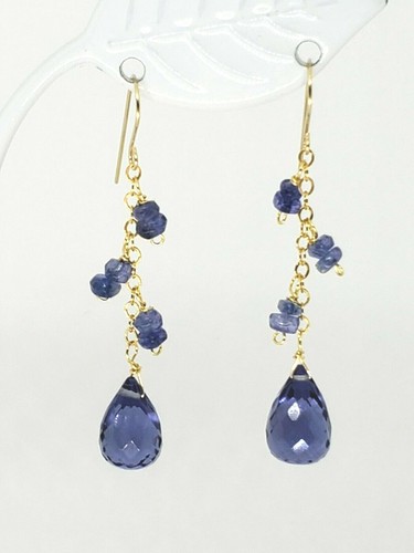 14k Gelbgold Citrin Briolette Tansanit Cluster Wasserfall