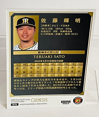 SATO⚾ページ Teruaki Sato BBM 2023 Genesis 078 Japanese Baseball Card