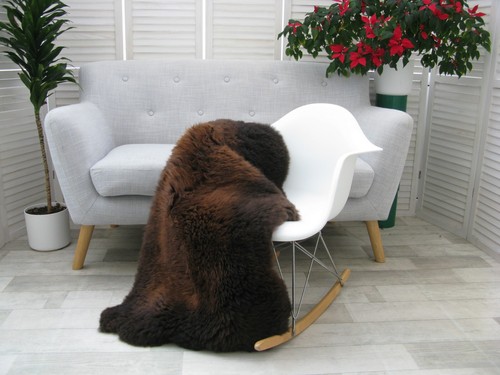 SHEEPSKIN RUG BRITISH HERDWICK REAL SOFT DENSE FUR SKIN NATURAL CHAIR COVER J380 - Picture 6 of 15