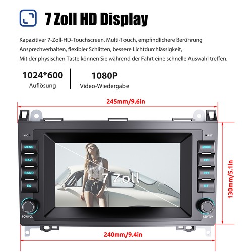 7" Autoradio CarPlay Android 14 GPS Für Mercedes Benz A/B Klasse Viano Vito W639 - Bild 7 von 18