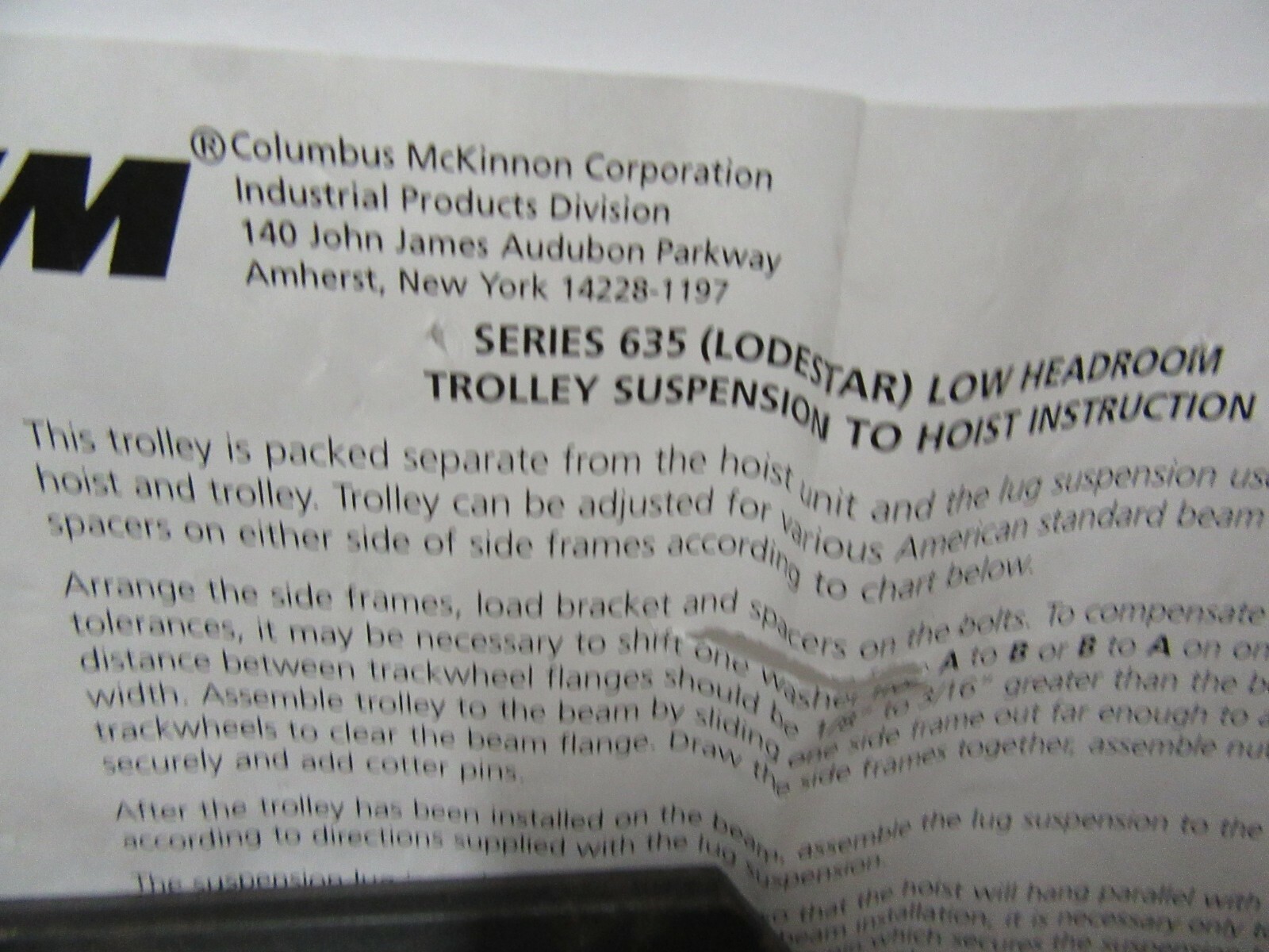 CM Trolley Series 635 2 Ton Low Headroom Trolley TROLLEY ONLY MT951