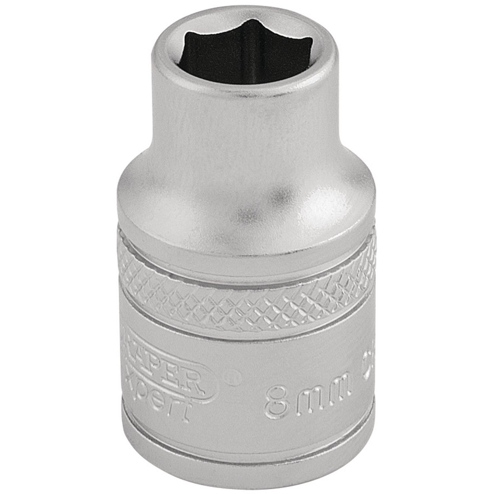 Draper Expert Quality Chrome 3/8"" Square Drive 6 Point Metric Socket - 8mm