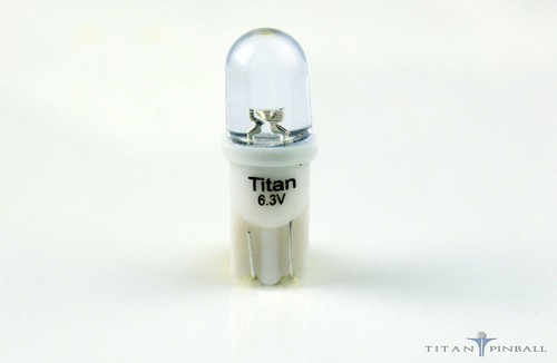 (10 Confezione) - Lampadina LED 6,3 Volt Clear Base Cuneo (T10) Pinball - BIANCO CALDO - Foto 2 di 5