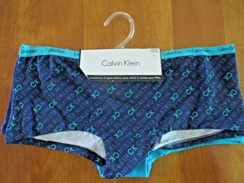 6 对 CALVIN KLEIN 女孩棉男童短裤 L 码 12-14 内衣 — 第 3/4 张图片