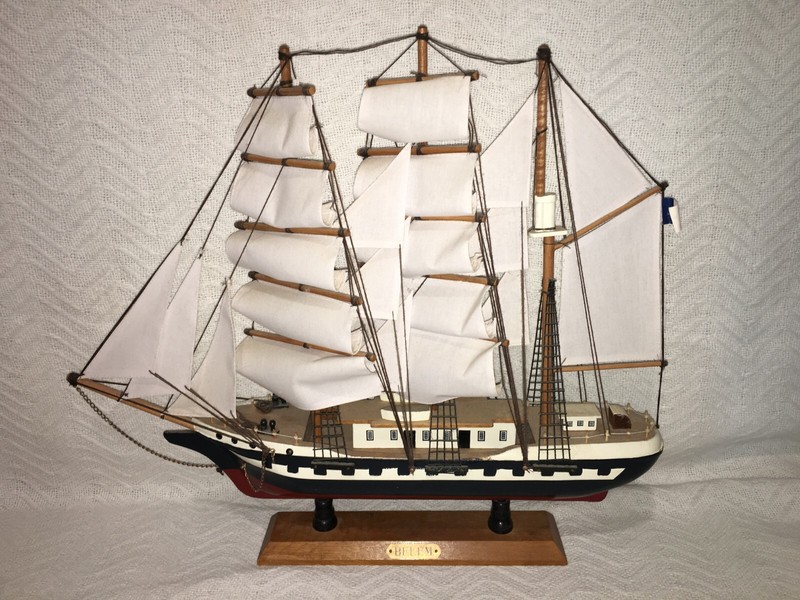 BELEM 20" Long X 18" Tall Wood Ship Nautical Sail Boat Yacht Assembled