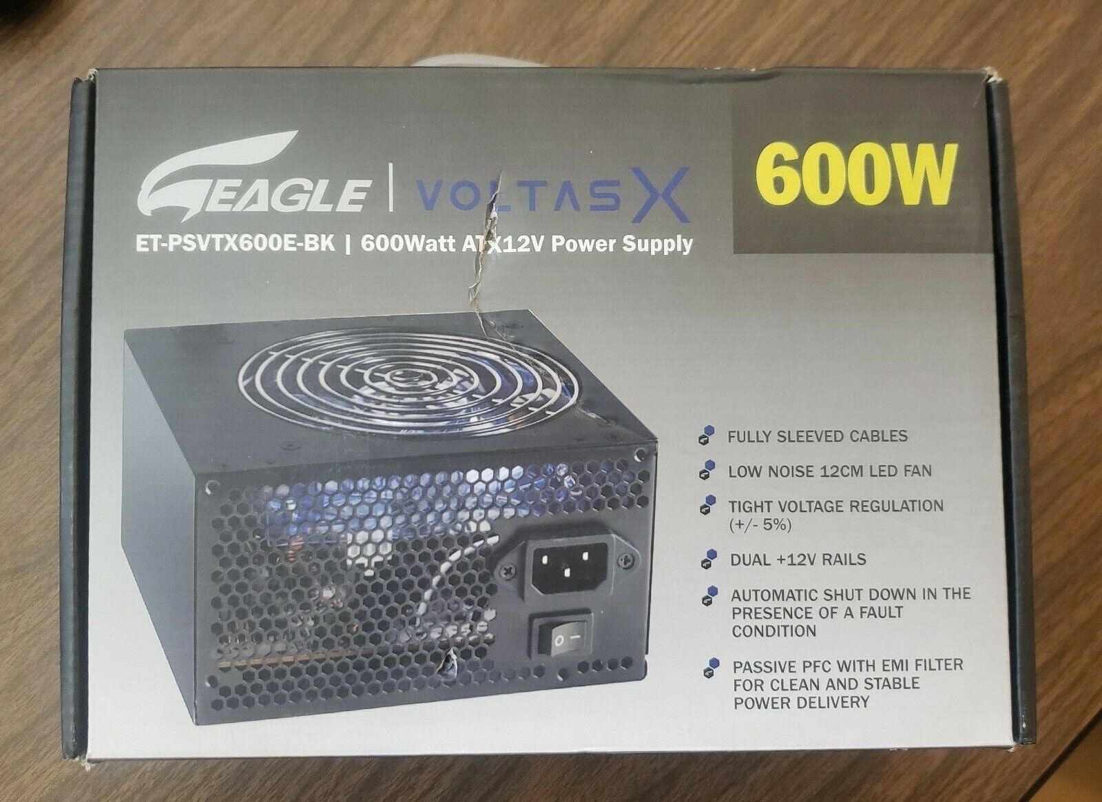 New Eagle Voltas X 600Watt ATX 12V Power Supply Low Noise 12CM LED Fan Dual +12V