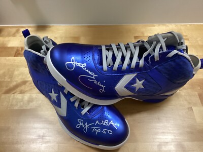 “J”Julius Erving Philadelphia 76ers signed shoes size 16 Blue
