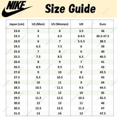 air jordan 1 size chart