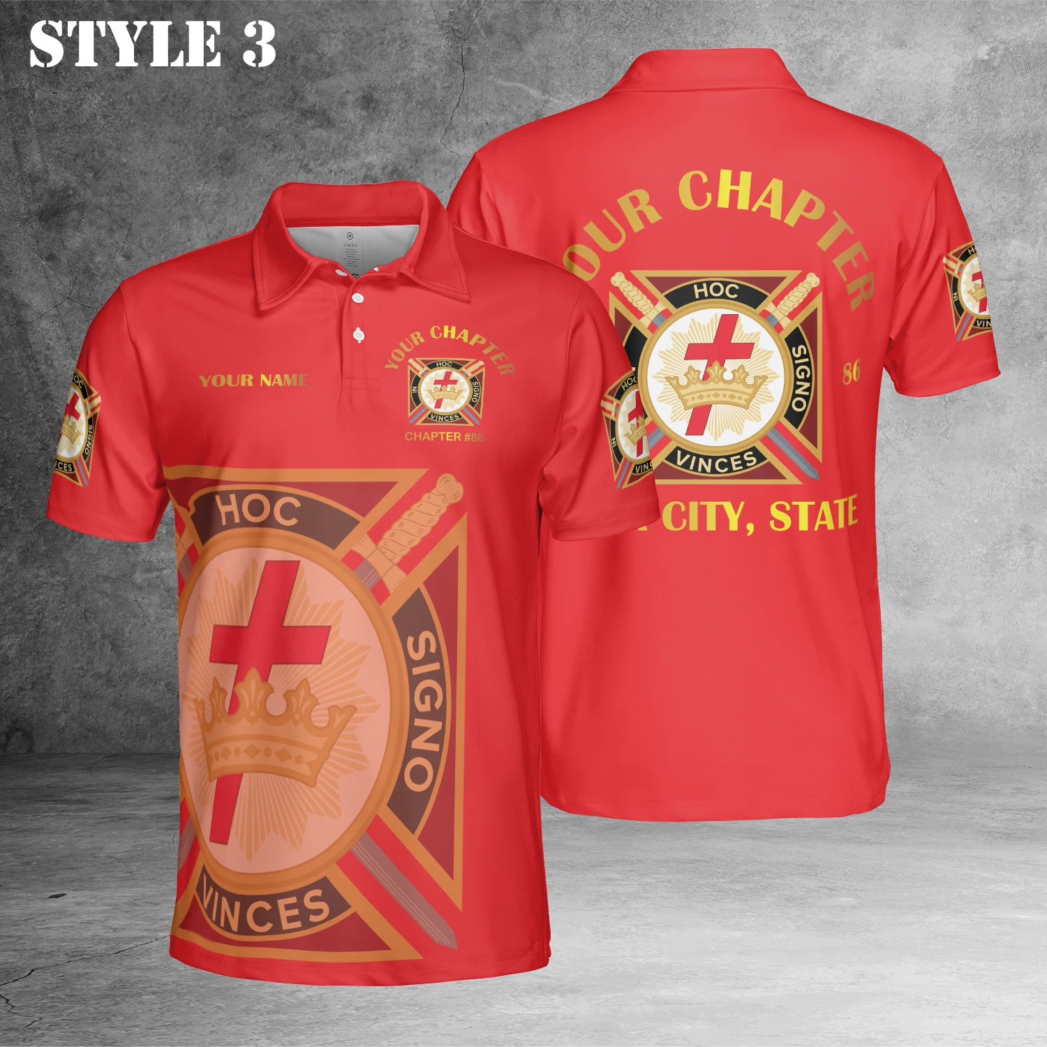 Personalized Name Masonic Knights Templar Freemasonry 3D Polo Shirt