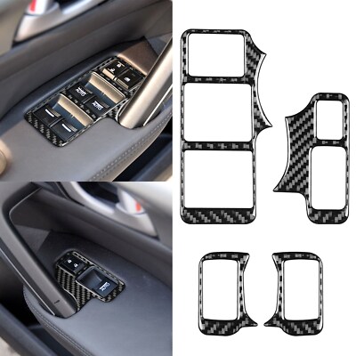 For Acura TL 09-14 Real Carbon Fiber Window Lift Switch Panel Cover Trims LHD
