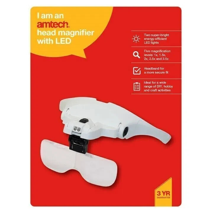 head magnifier - Hands-free multi-lens with LED (Amtech)