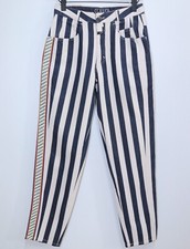 Vintage 80s Blue/White Striped Cotton Pants CLOSED MARITHE FRANCOIS GIRBAUD W28