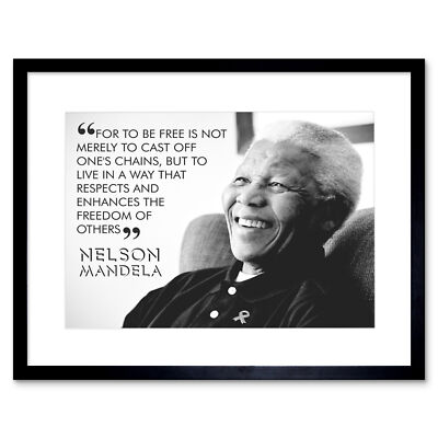 Quote Be Free Mandela Nelson Motivation Framed Wall Art Print 12X16 In
