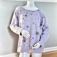 Xersion Purple Sweatshirt Long Sleeves Metallic Stars XXL