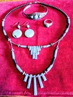 VTG TURQUOISE STERLING BRACELET 925 EARRINGS RING NATIVE AMERICAN NECKLACE