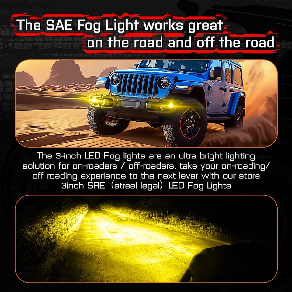 Par de 3 polegadas SAE LED farol de neblina pods off road luzes de direção aprovadas pelo DOT lâmpada de neblina - Imagem 4 de 4