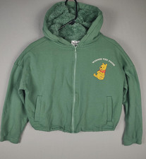 Disney Winnie the Pooh Hoodie Womens Medium Zip Fleece Lined Cropped Jacket