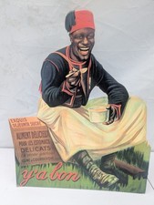 Vtg Primitive French Breakfast Cereal Cardboard Advertisement Cutout Seine