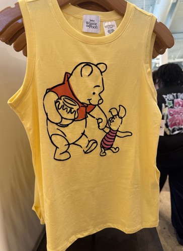 2025 Disney Parks Winnie the Pooh And Piglet Women's Yellow Tank New S