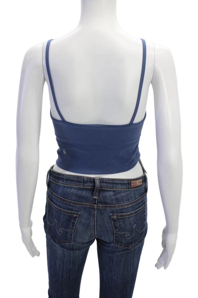 Lululemon Mujer Camisola Recortada Azul Cuello Cuadrado Correa Espagueti Talla S Foto 3 de 4