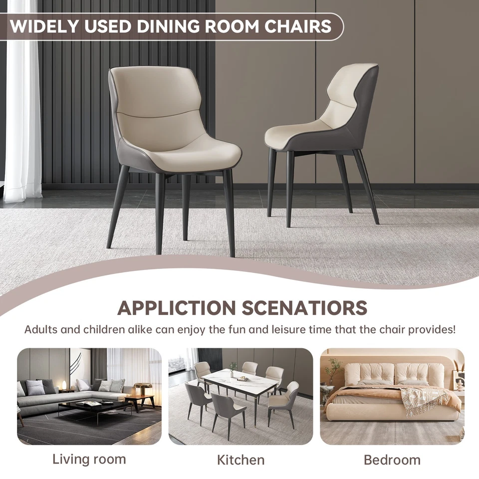 Juego de 2 Sillas de Comedor Sillas de Cuero PU Gris con Cómodo Cojín para Cocina Foto 3 de 4